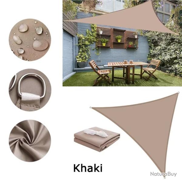 BACHE TOILE TRIANGLE 3x3x3M KAKI PROTECTION TERRASSE SOLEIL ETANCHE AUVENT JARDIN EXTERIEUR