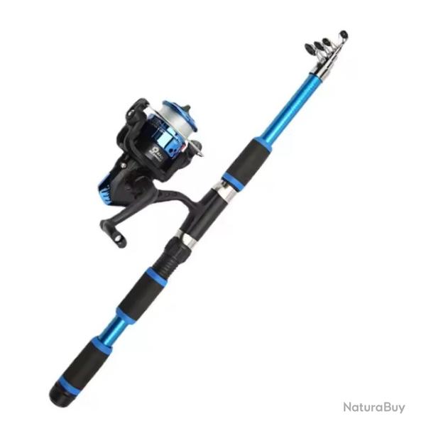 Ensemble de canne � p�che, Kit complets avec canne � p�che t�lescopique et moulinet rotatif