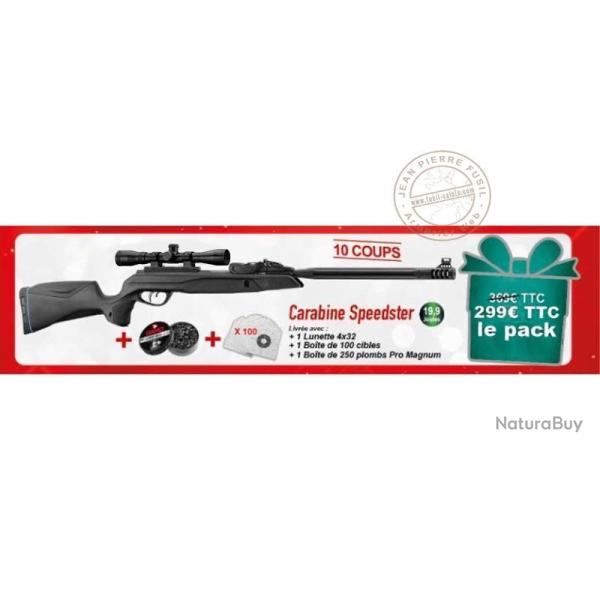 Pack carabine  plombs 4,5 mm GAMO Speedster IGT 10X GEN2 (19,9 joules) + Lunette 4x32 - PACK CERISE