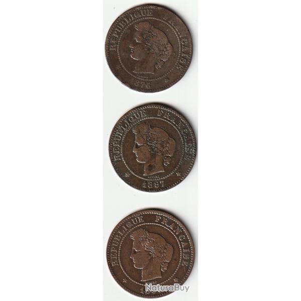 Pi�ce de Monnaie France Joli  Lot de 3 C�r�s  5 Centimes