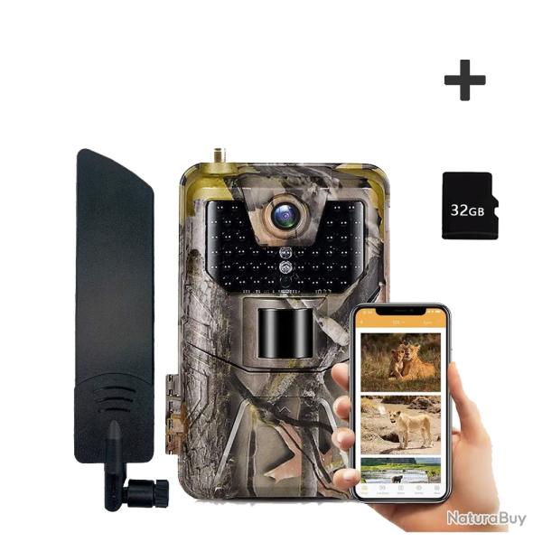 Camra sans fil pour la chasse, diffusion en direct, service cloud, 4G, 4K, 120MP 32G