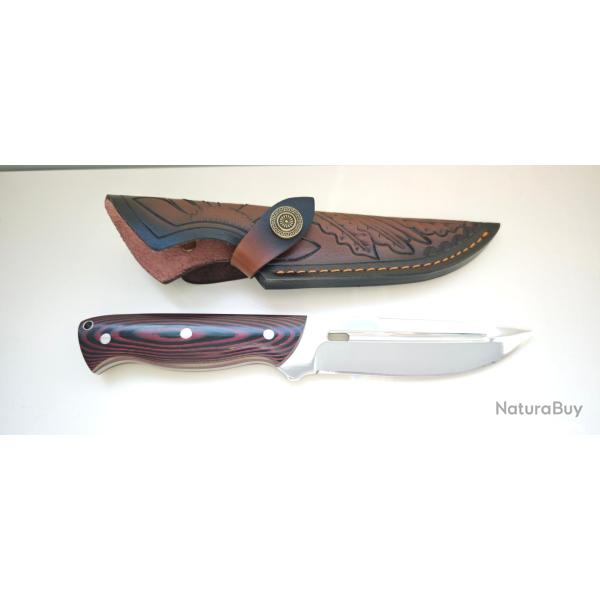 Albainox 32770 Couteau � lame fixe, manche micarta