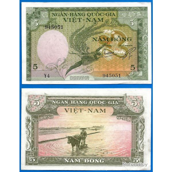 Vietnam Sud 5 Dong 1955 Billet Oiseau Asie