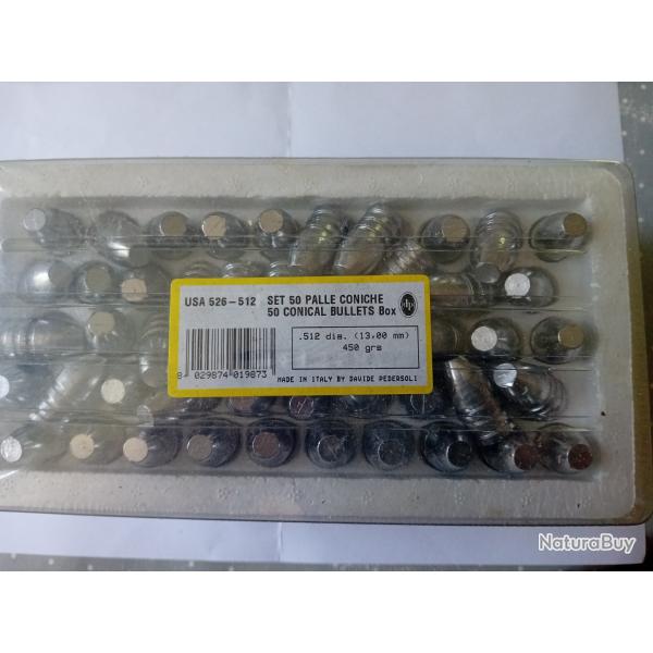 Balles poudre noire. calibre 512/13mm  450grs