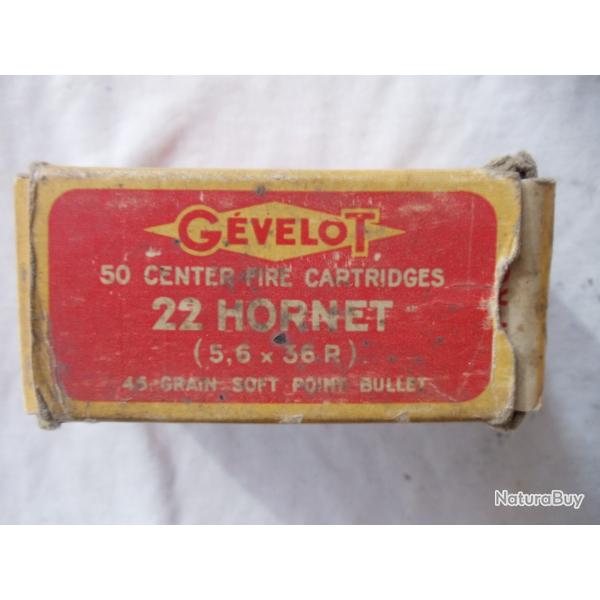 1 Bo�te ancienne avec 11 cartouches de calibre 22  hornet .GEVELOT.
