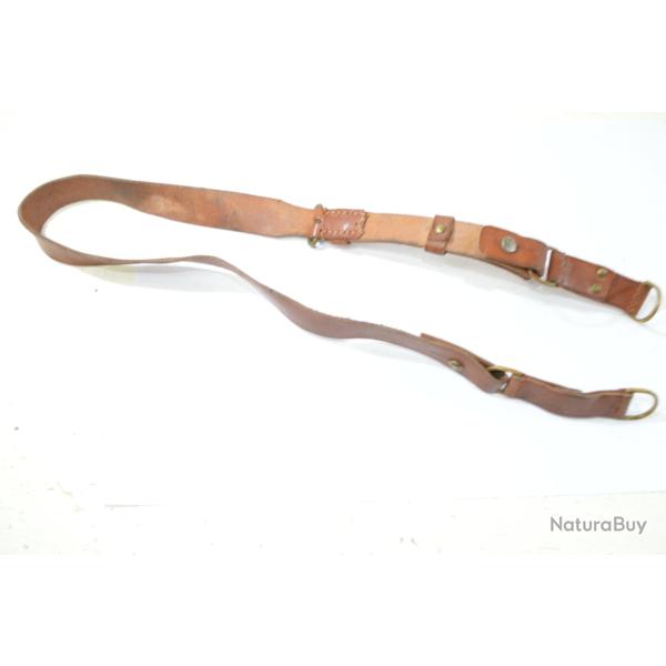 Baudrier / sangle de ceinturon avec passants coulant d'officier Fran�ais - WW1 / WW2 cuir marron (R)