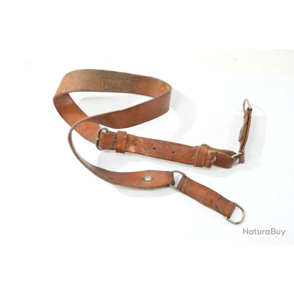 Baudrier / sangle de ceinturon avec passants coulant d'officier Fran�ais - WW1 / WW2 cuir marron (S)
