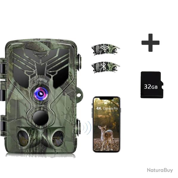 Camra de chasse et de sentier en direct Wifi830pro-32G 4K