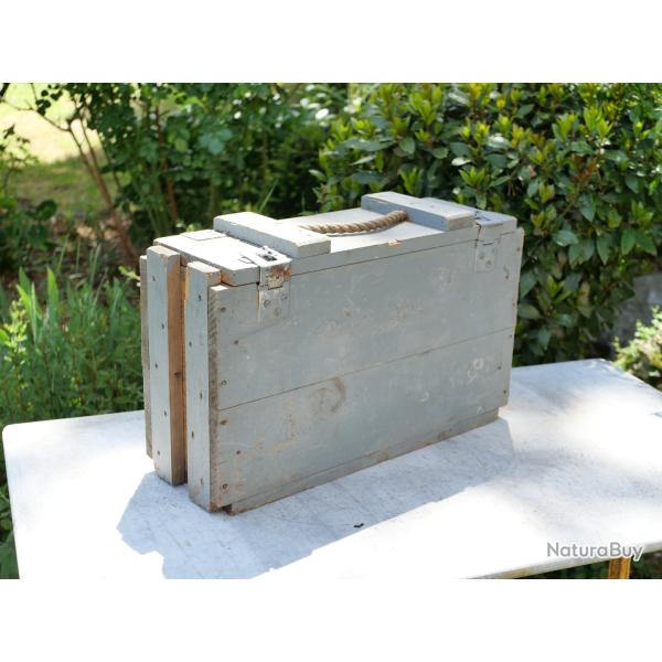 caisse US USN ITALY en bois avec marquages en creux peinture Navy EPA24CAI001 VIDE - pour canon