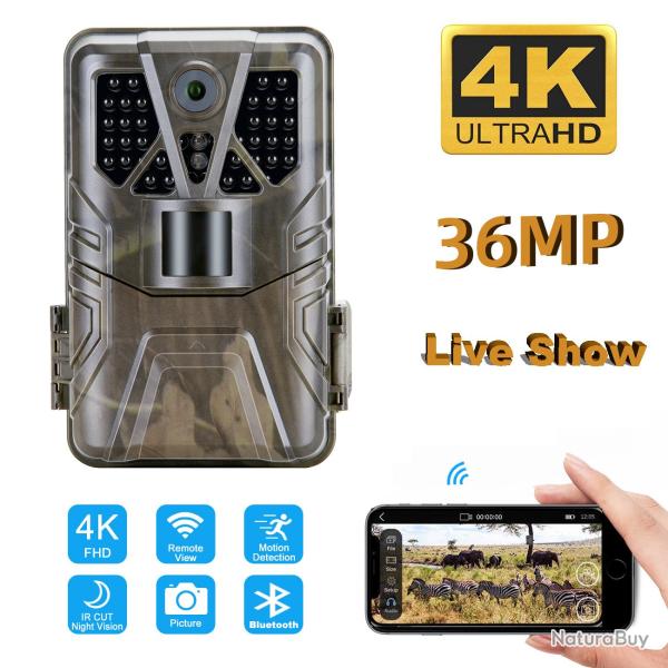 Camra de chasse et de sentier Wifi 4K 30FPS, 940nm, Wifi910PRO appli 36MP LIVRAISON GRATUITE !