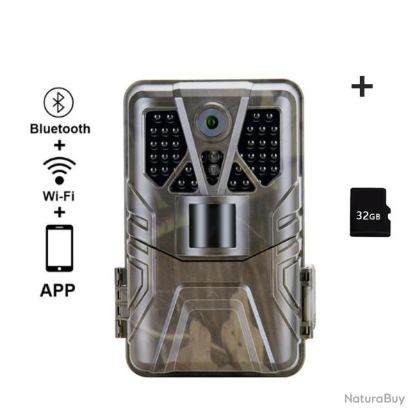 Camra de chasse et de sentier Wifi 4K 30FPS, 940nm, WIFI910PRO-32G appli 36MP