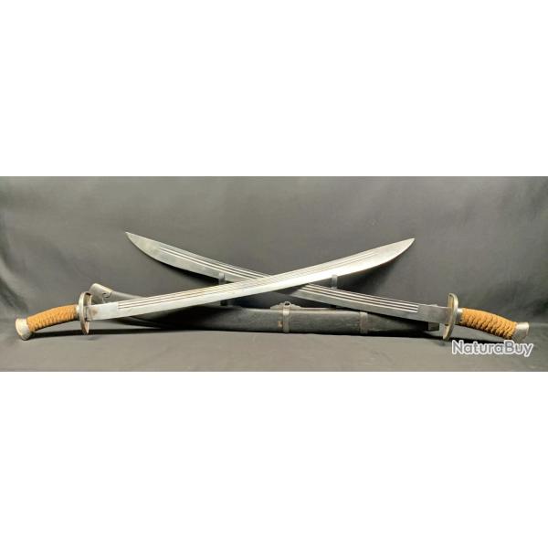 DOUBLE SABRE DAO OX TAIL CHINOIS,DYNASTIE QING, PERIODE BOXER (ANNEES 1900) KUNG FU