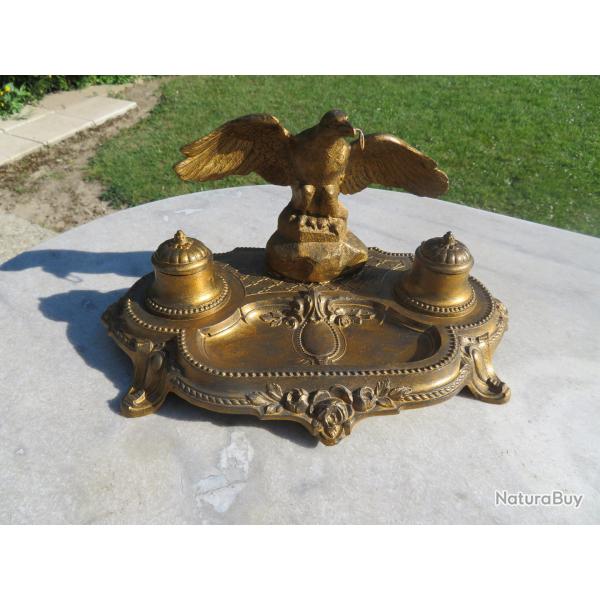 Ancien grand encrier double formant porte-montre repr�sentant un aigle - FRANCE (Fin XIX�)