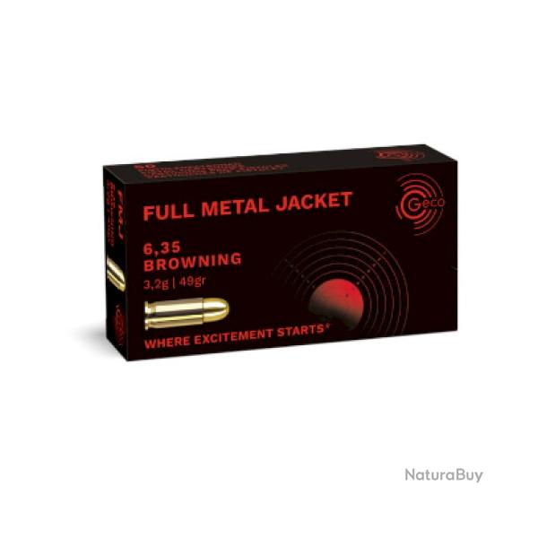 Munitions GECO cal.6.35mm browning fmj 49gr 3.2g par 50