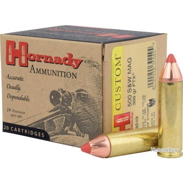 BOITE DE 20 CARTOUCHES HORNADY 500 S&amp;W 300 GR FTX