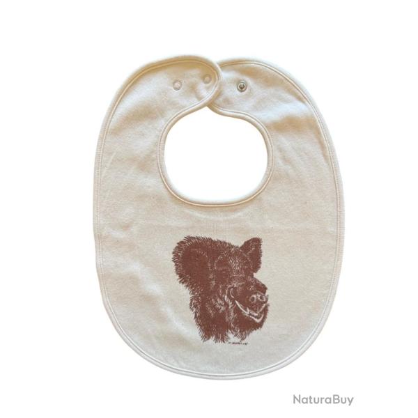 Bavoir b�b� - Sanglier Imprim� en France, doux et �l�gant