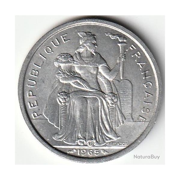 Pi�ce de Monnaie Polyn�sie fran�aise 2 francs sans IEOM 1965   recherch�e