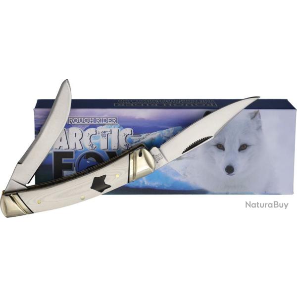 Couteau Rough Ryder Arctic Fox Small Moose Lame Clip Point & Spey Acier 440A Manche Micarta RR2544
