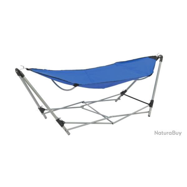Hamac bleu pliable avec support en acier et tissu Oxford 241x76x70 cm