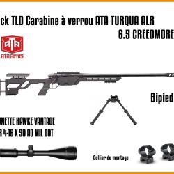Pack TLD Carabine &agrave; verrou ATA TURQUA ALR - ATA 6.5 CREEDMORE + LUNETTE HAWKE VANTAGE IR 4-16X50 AO 