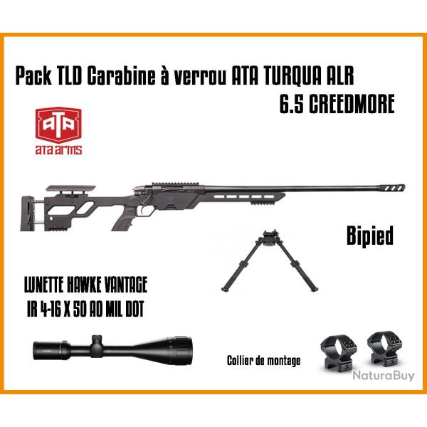 Pack TLD Carabine � verrou ATA TURQUA ALR - ATA 6.5 CREEDMORE + LUNETTE HAWKE VANTAGE IR 4-16X50 AO 