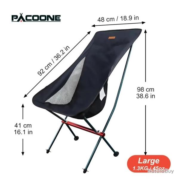 CHAISE DE CAMPING PLIANTE PECHE ALUMINIUM NOIRE LOISIR CHASSE NEUVE