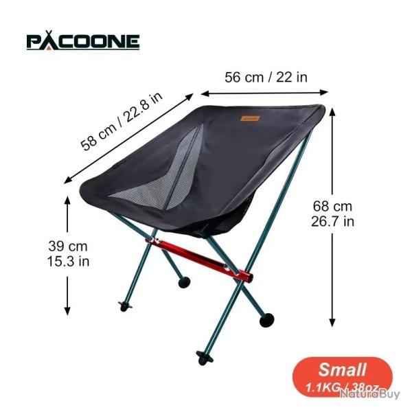 CHAISE DE CAMPING PLIANTE PECHE ALUMINIUM NOIRE LOISIR CHASSE NEUVE 68CM