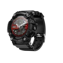 Montre Connect&eacute;e Tactique Bluetooth Appels &Eacute;tanche Cardio SpO2 Lampe LED Boussole Multisport Noir