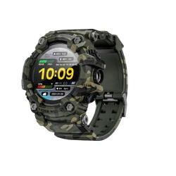 Montre Connect&eacute;e Tactique Bluetooth Appels &Eacute;tanche Cardio SpO2 Lampe LED Boussole Multisport Camo