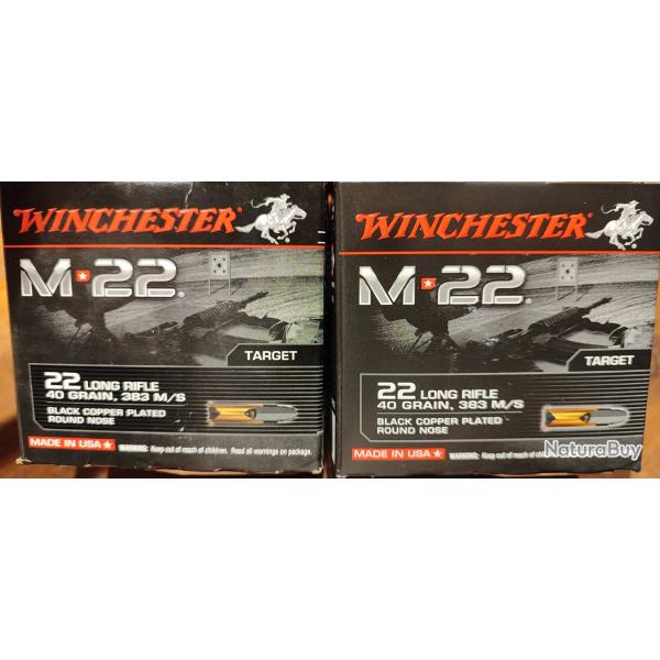 Cartouches Winchester M22 22lr - par 400 - Lot de 2
