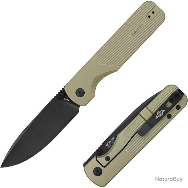 Couteau Oknife Duron Lame Drop Point Acier Nitro-V Manche Aluminium OAL Super Vert Olive OKNDURONOG