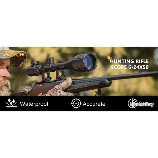OFFRE SPECIALE NB CVLIFE 6-24x50 AO Lunette de Tir pour la Chasse Liv offerte en relais