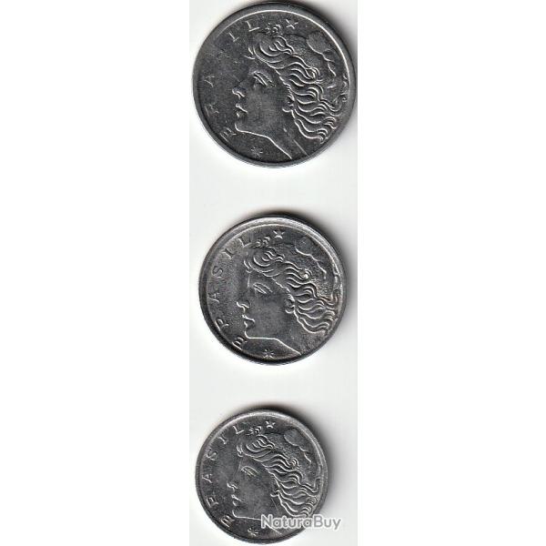 Lot de 3 Pi�ces de Monnaie Br�sil 1967 1 Centavo , 2 Centavos et 5 Centavos