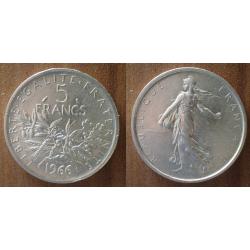 France 5 Francs 1966 Piece Semeuse Argent Frc Frcs Frs