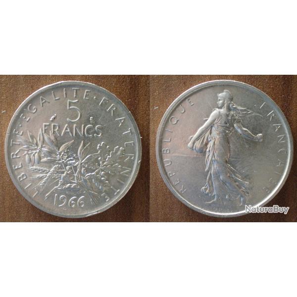 France 5 Francs 1966 Piece Semeuse Argent Frc Frcs Frs