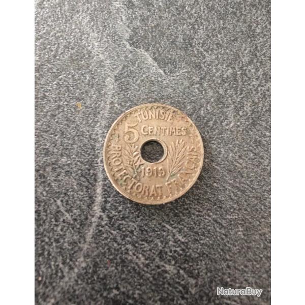 Pi�ce de monnaie 5 centimes Tunisie 1919 - Protectorat Fran�ais