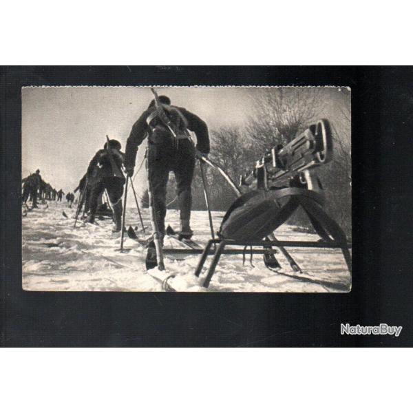 mitrailleuse sur traineau cpa chasseurs alpins