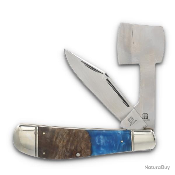 Couteau Rough Ryder Chopper Lames Acier 440 Manche Bois et R�sine Pandora Swirl Slip Joint RR2655 -