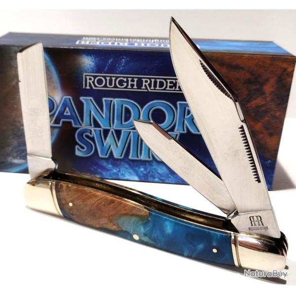 Couteau Rough Rider Texas Stockman Lame Clip Point Sheepfoot Spey Acier 440 Manche Pandora RR2653