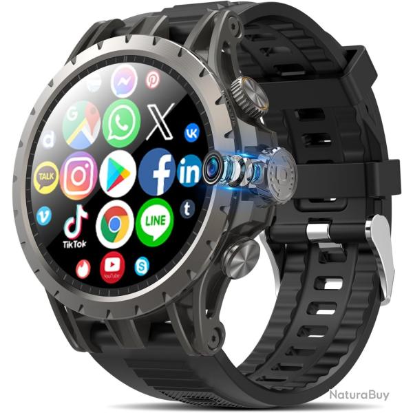 Montre connecte 4G Android 2025 GPS AMOLED 3GB+32GB SIM intgre camra 180 appels sport WiFi NFC