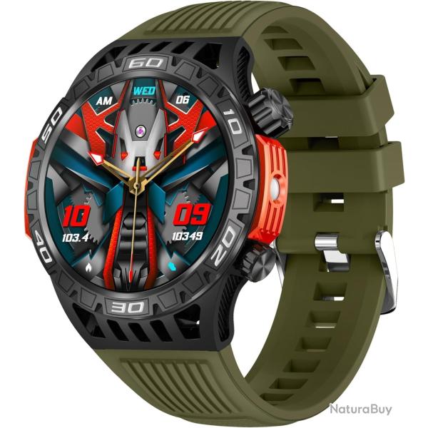Montre Connecte Homme AMOLED Appels Bluetooth  Sports Torche GPS 5ATM Suivi Sant complet Vert