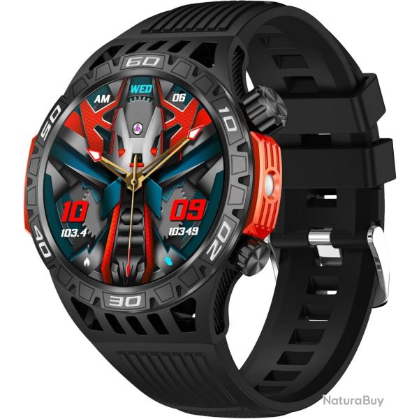 Montre Connecte Homme AMOLED Appels Bluetooth  Sports Torche GPS 5ATM Suivi Sant complet Noir