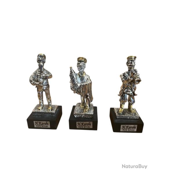 3 musiciens argent  925 et or h�bra�que sculpture