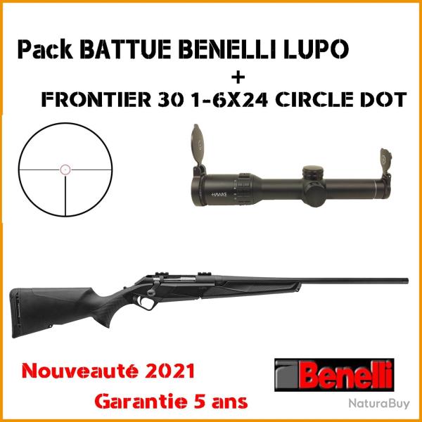 Pack BATTUE carabine � verrou BENELLI LUPO + HAWKE FRONTIER 30 1-6X24 CIRCLE DOT Montage bas