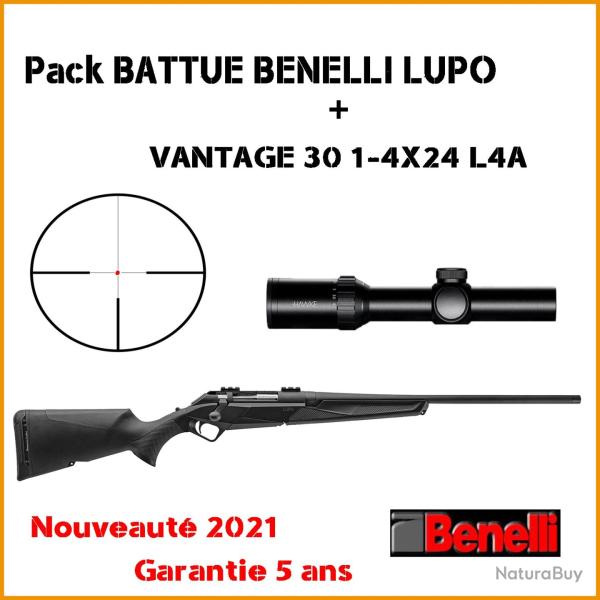 Pack BATTUE carabine � verrou BENELLI LUPO + HAWKE VANTAGE 30 1-4X24 L4A 308 Win