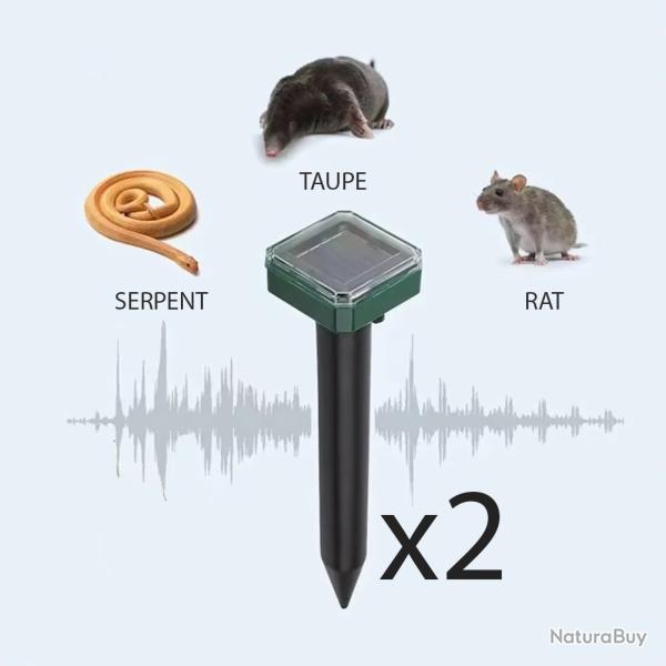 R�PULSIF ANTI TAUPE, SERPENTS, RONGEURS SOLAIRE � ULTRASONS x2 - LIVRAISON GRATUITE