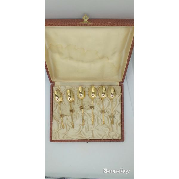 Coffret 6 cuillre moka dor patte de biche