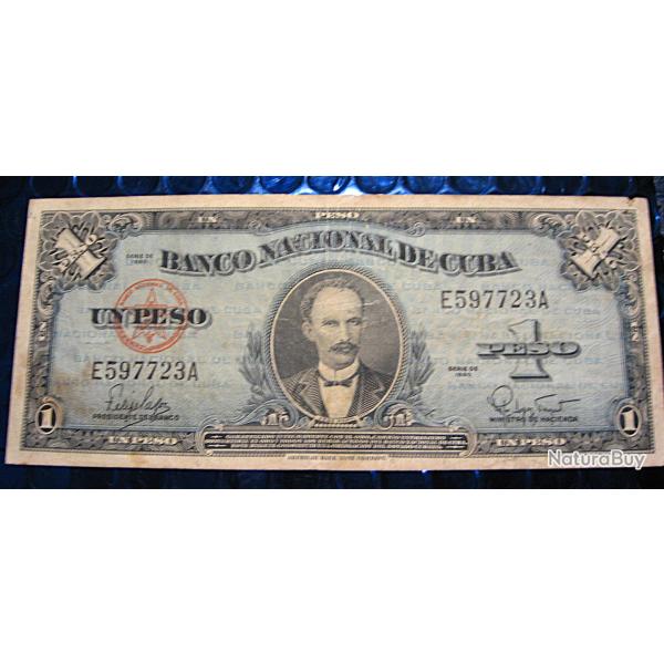 CUBA  billet de 1 peso  s�rie de 1960  (Jos� Marti) tb+