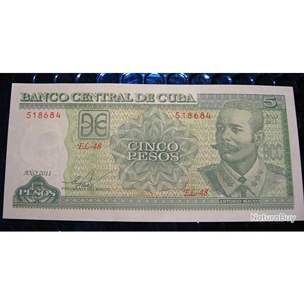 CUBA  billet de 5 peso  2011  (Antonio Maceo ttb