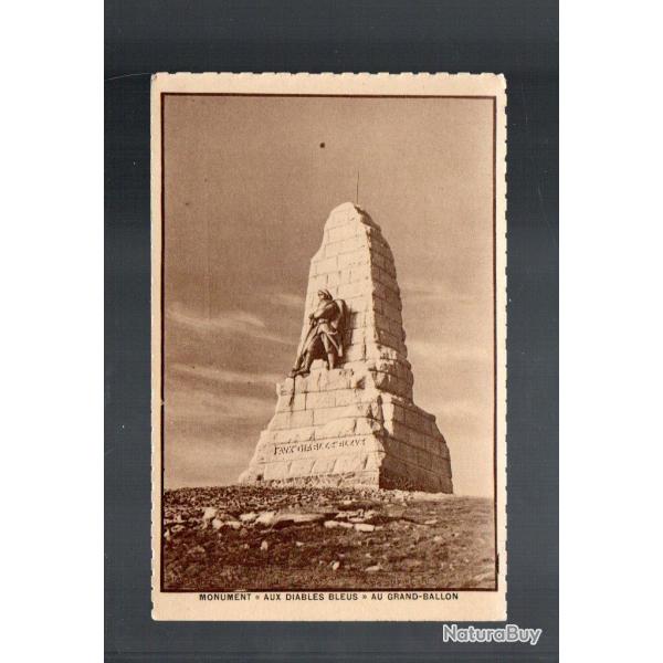 monument aux diables bleus au grand ballon  cpa chasseurs alpins cachet cantine du viel armand